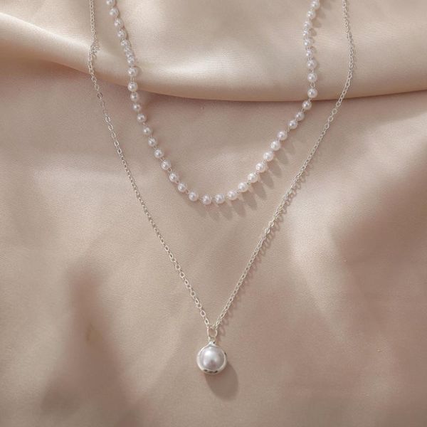 pendant necklaces 2021 fashione double pearl necklace chocker geometric clavicle female chain jewelry, Silver
pendant necklaces 2021 fashione double pearl necklace chocker geometric clavicle female chain jewelry, Silver