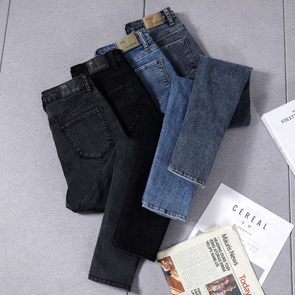 black women's spring and autumn high waist thin tight small feet slim fit elastic nine point pencil, Blue
black women's spring and autumn high waist thin tight small feet slim fit elastic nine point pencil, Blue