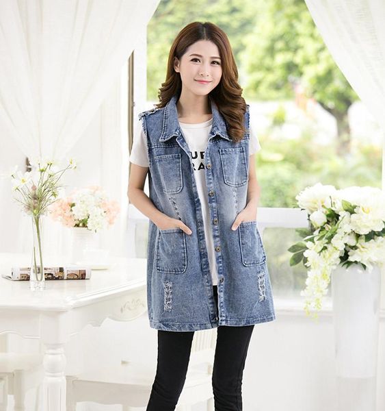 women's vests long section sleeveless denim vest waistcoat female spring and summer large size ladies fashion coat, Black;white
women's vests long section sleeveless denim vest waistcoat female spring and summer large size ladies fashion coat, Black;white