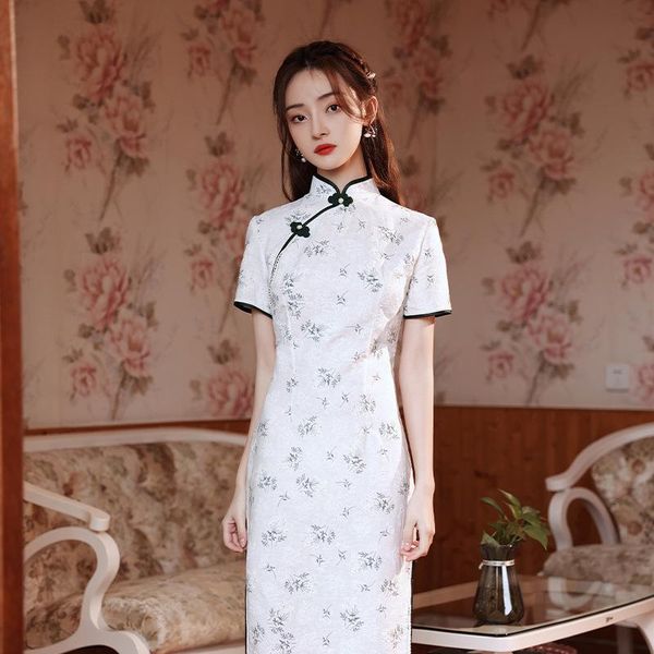 ethnic clothing cheongsam qipao chinese traditional dress retro improved cheongsams oriental party summer floral dresses for women, Red