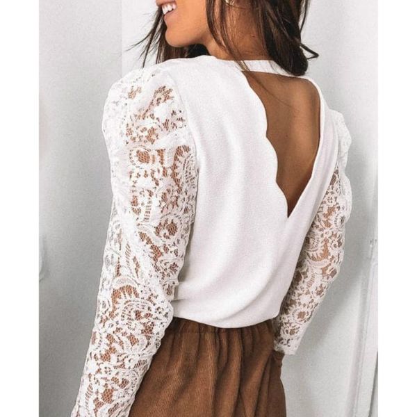 women's t-shirt fashion women spring autumn t-shirts lace v-neck long sleeve solid color slim pullovers top, White
women's t-shirt fashion women spring autumn t-shirts lace v-neck long sleeve solid color slim pullovers top, White