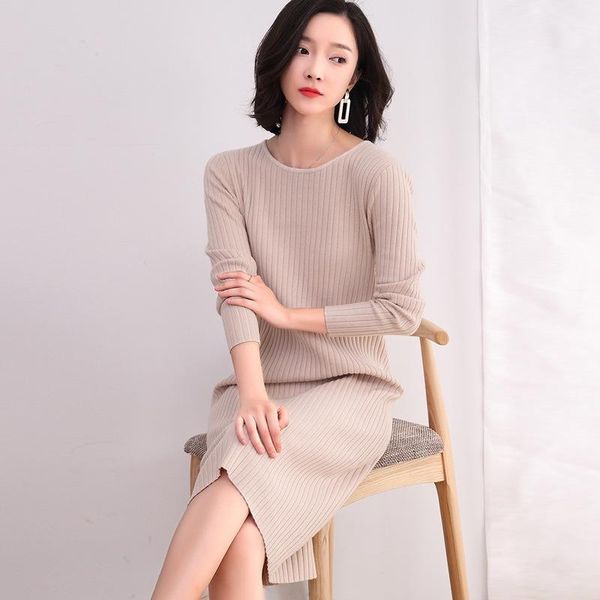casual dresses knitted sweater women's round neck long sleeve dress in autumn and winter 2021 medium length bottomed, Black;gray
casual dresses knitted sweater women's round neck long sleeve dress in autumn and winter 2021 medium length bottomed, Black;gray