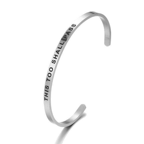 bangle 4mm silver stainless steel engraved this too shall pass bracelets inspirational positive quote cuff mantra & bangles, Black
bangle 4mm silver stainless steel engraved this too shall pass bracelets inspirational positive quote cuff mantra & bangles, Black