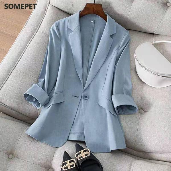 women's suits & blazers selling spring summer jacket 2021 chic ol slim blazer femme elegant single button blue black office suit, White;black
women's suits & blazers selling spring summer jacket 2021 chic ol slim blazer femme elegant single button blue black office suit, White;black