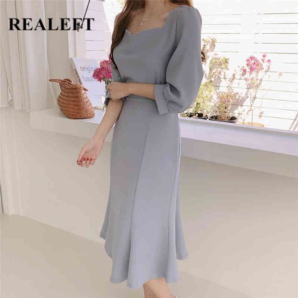 summer elegant women's midi dress half sleeve solid korean style lace up sqaure neck office straight dresses 210428, Black;gray
summer elegant women's midi dress half sleeve solid korean style lace up sqaure neck office straight dresses 210428, Black;gray