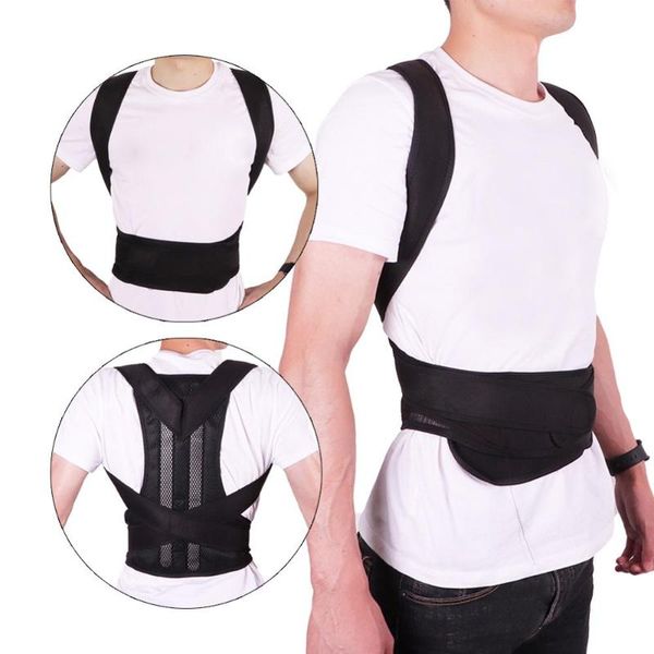 back support adjustable black posture corrector shoulder lumbar spine brace belt health care for men women unisex, Black;blue
back support adjustable black posture corrector shoulder lumbar spine brace belt health care for men women unisex, Black;blue