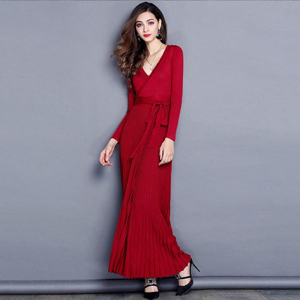 dress women knitted red v-neck sashes sleeve elegant ladies a-line long party vestidos fiesta p-149, Black;gray
dress women knitted red v-neck sashes sleeve elegant ladies a-line long party vestidos fiesta p-149, Black;gray