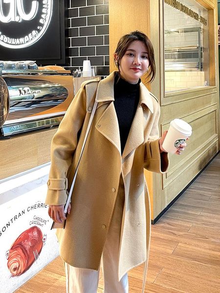 women's wool & blends double sided tweed coat middle and long autumn winter 2021 loose small high-end cashmere, Black
women's wool & blends double sided tweed coat middle and long autumn winter 2021 loose small high-end cashmere, Black