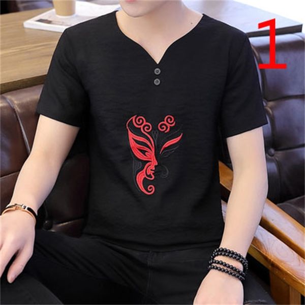 t shirts t-shirt men's short-sleeved v-neck slim korean personality trend thin section quick-drying embroidery, White;black
t shirts t-shirt men's short-sleeved v-neck slim korean personality trend thin section quick-drying embroidery, White;black