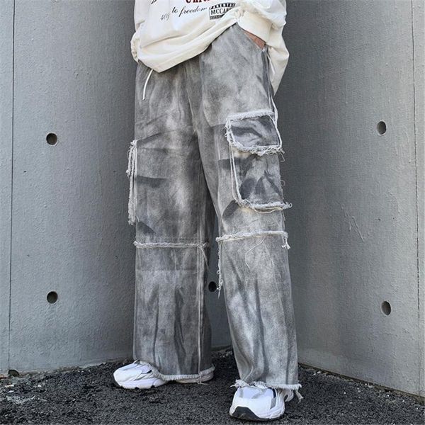 men's pants solid color zipper pocket overalls for men high street fashion slacks casual wide leg, Black
men's pants solid color zipper pocket overalls for men high street fashion slacks casual wide leg, Black