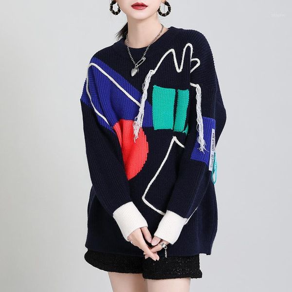 hong kong style retro sweater schoolgirl korean loose winter lazy wind plus size tide women's sweaters, White;black
hong kong style retro sweater schoolgirl korean loose winter lazy wind plus size tide women's sweaters, White;black