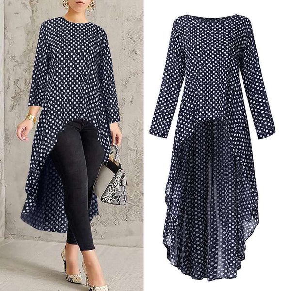 blouses 2021 women's asymmetrical blouse elegant printed casual long sleeve shirts female polka dot blusas oversized tunic, White
blouses 2021 women's asymmetrical blouse elegant printed casual long sleeve shirts female polka dot blusas oversized tunic, White