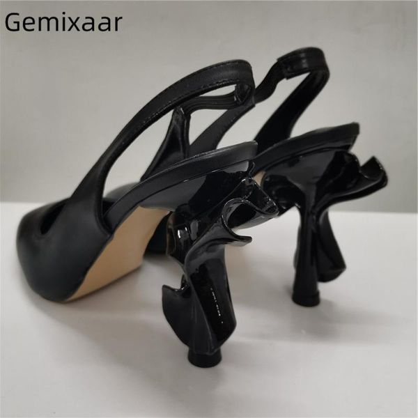 dress shoes novelty pleated ruffle strange heel woman black genuine leather back strap slingback pointy toe high pumps women
dress shoes novelty pleated ruffle strange heel woman black genuine leather back strap slingback pointy toe high pumps women