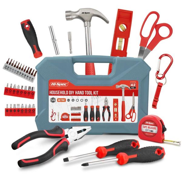 professional hand tool sets hi-spec 42pc household set general home repair essential basic kit with screwdrivers pliers in case
professional hand tool sets hi-spec 42pc household set general home repair essential basic kit with screwdrivers pliers in case