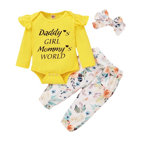 3pcs infant baby boy girl clothes funny letter print ruffle long sleeve romper + floral pants headband outfits set, White
3pcs infant baby boy girl clothes funny letter print ruffle long sleeve romper + floral pants headband outfits set, White