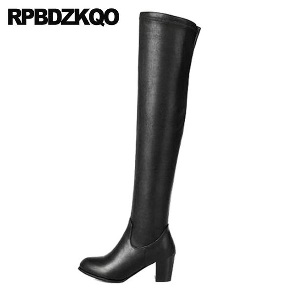 10 ladies big size long 11 stretch shoes chunky round toe fall slim winter high heel thigh boots for plus women over the knee, Black
10 ladies big size long 11 stretch shoes chunky round toe fall slim winter high heel thigh boots for plus women over the knee, Black