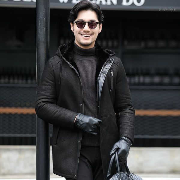 men's leather & faux real fur coat men korean sheep shearling jacket warm hooded mens jackets and coats winter 2021 veste homme, Black
men's leather & faux real fur coat men korean sheep shearling jacket warm hooded mens jackets and coats winter 2021 veste homme, Black