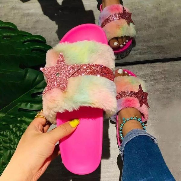 autumn/winter 2021 high-heel flat-bottom rhinestone fur soft and comfortable durable non-slip casual women sandals slippers, Black
autumn/winter 2021 high-heel flat-bottom rhinestone fur soft and comfortable durable non-slip casual women sandals slippers, Black