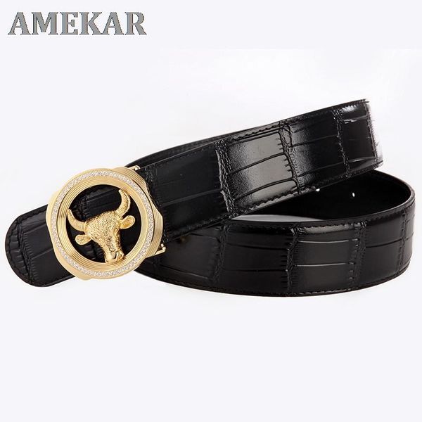 belts 2021 men's stainless steel bull buckle belt leisure cowskin leather crocodile pattern fashion famous luxury pants, Black;brown
belts 2021 men's stainless steel bull buckle belt leisure cowskin leather crocodile pattern fashion famous luxury pants, Black;brown
