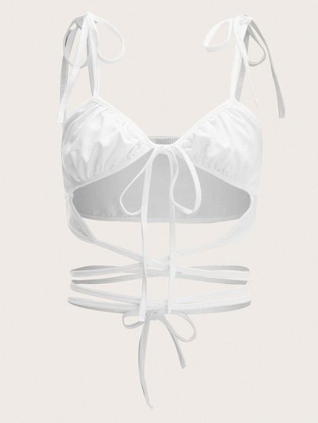 knot shoulder crisscross tie backless crop cami r3un#, White
knot shoulder crisscross tie backless crop cami r3un#, White