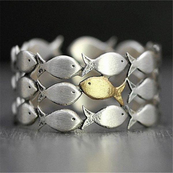 cluster rings for women s925 silver vintage fish hand made adjustable open ring mesh shape two-tone bague fine jewelry kyra0534, Golden;silver
cluster rings for women s925 silver vintage fish hand made adjustable open ring mesh shape two-tone bague fine jewelry kyra0534, Golden;silver
