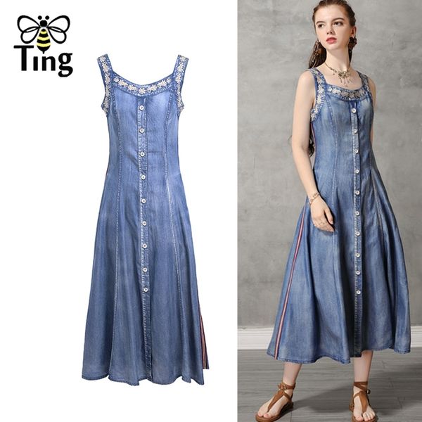 fashion street denim dress summer flower embroidery single breasted midi long dresses casual sundresses plus size 210513, Black;gray
fashion street denim dress summer flower embroidery single breasted midi long dresses casual sundresses plus size 210513, Black;gray