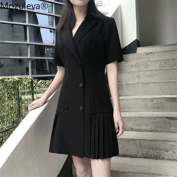 mozuleva women summer dresses high waist double breasted costume vintage pleated elegant office mini blazer dress femme 210706, Black;gray
mozuleva women summer dresses high waist double breasted costume vintage pleated elegant office mini blazer dress femme 210706, Black;gray