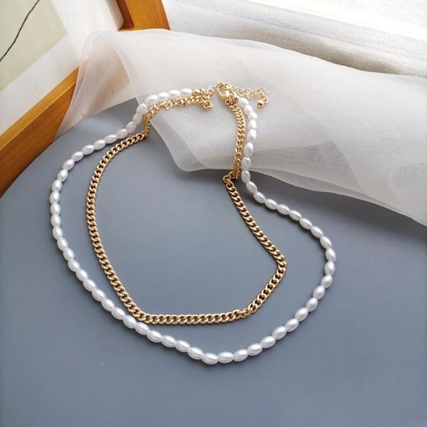 chains modern jewelry double choker necklace design simulated pearl metal chain for girl lady gifts wholesale, Silver
chains modern jewelry double choker necklace design simulated pearl metal chain for girl lady gifts wholesale, Silver