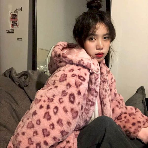 women's down & parkas lamb wool coat women winter pink leopard padded jacket korean loose plus velvet thick retro light up the street c, Black
women's down & parkas lamb wool coat women winter pink leopard padded jacket korean loose plus velvet thick retro light up the street c, Black