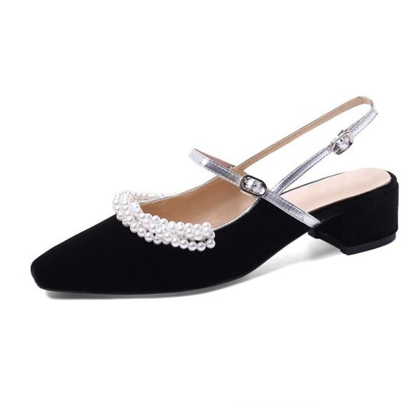 dress shoes square toe pearl women slingback summer fashion low heel elegant high heels quality, Black
dress shoes square toe pearl women slingback summer fashion low heel elegant high heels quality, Black