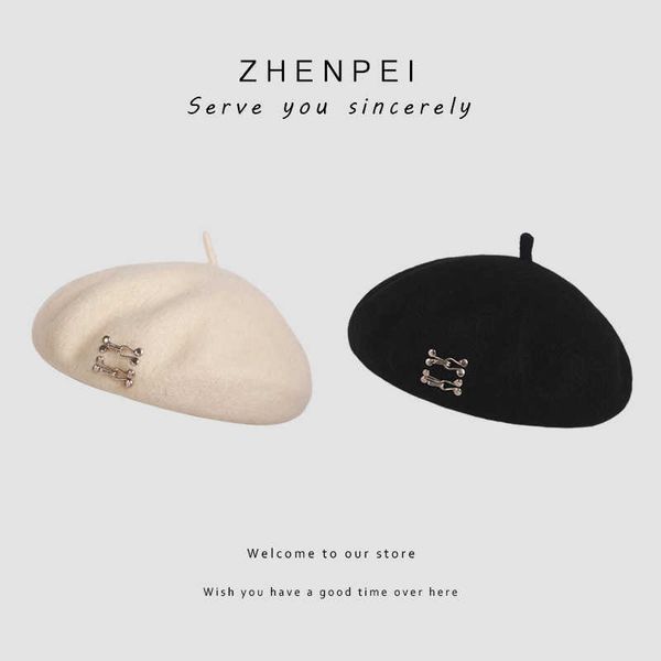 woolen beilei hat autumn and winter leisure personality metal buckle female fashion show face small painter, Blue;gray
woolen beilei hat autumn and winter leisure personality metal buckle female fashion show face small painter, Blue;gray
