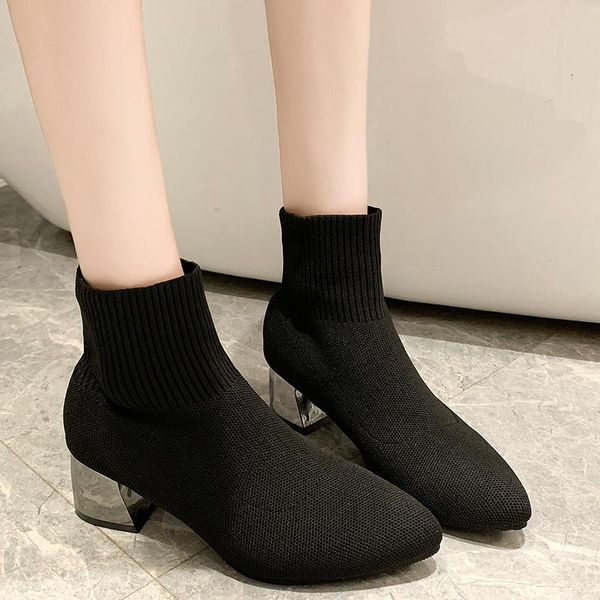 boots fashion autumn ankle sock chunky high heels elastic stretch women warm plush booties pointed toe plus size, Black
boots fashion autumn ankle sock chunky high heels elastic stretch women warm plush booties pointed toe plus size, Black