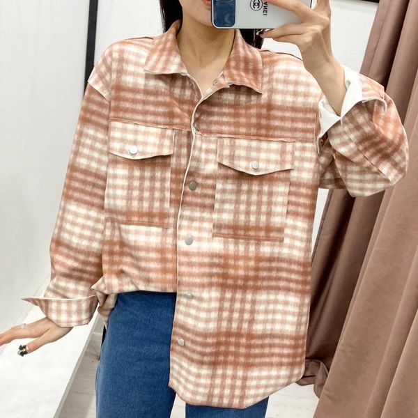 women's jackets dylqfs 2021 autumn women plaid elegant single breasted vintage lapel long sleeve loose jacket female streetwear casual, Black;brown
women's jackets dylqfs 2021 autumn women plaid elegant single breasted vintage lapel long sleeve loose jacket female streetwear casual, Black;brown
