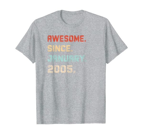 awesome since january 2005 birthday gift for 15 years old t-shirt, White;black