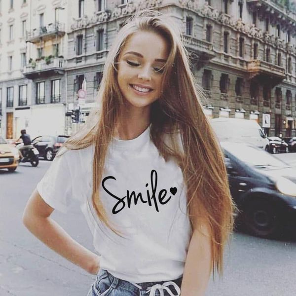 women's t-shirt smile letter print graphic tees women short sleeve fashion t shirts harajuku casual female o-neck tumblr clothing, White
women's t-shirt smile letter print graphic tees women short sleeve fashion t shirts harajuku casual female o-neck tumblr clothing, White