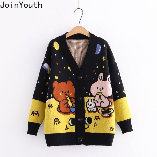 sweaters cardigan women cute anime knitted sweater coat ropa mujer preppy style sweet casual oversized sueter, White;black
sweaters cardigan women cute anime knitted sweater coat ropa mujer preppy style sweet casual oversized sueter, White;black