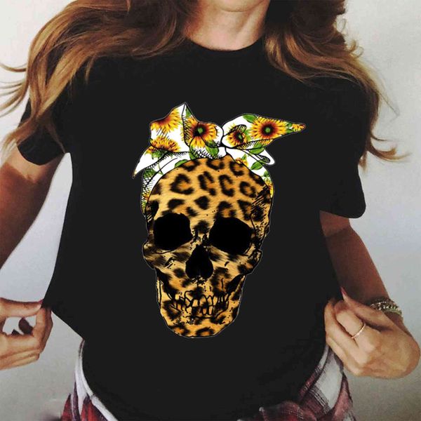 women's leopard skull print t-shirt, women's large black clothing, harajuku round neck h1 clothing, White
women's leopard skull print t-shirt, women's large black clothing, harajuku round neck h1 clothing, White