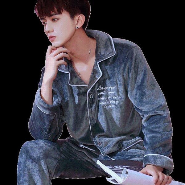 men's sleepwear h5882 men pajamas set thickened flannel autumn winter male warm plus size long sleeve coral fleece home wear nightgown, Black;brown
men's sleepwear h5882 men pajamas set thickened flannel autumn winter male warm plus size long sleeve coral fleece home wear nightgown, Black;brown