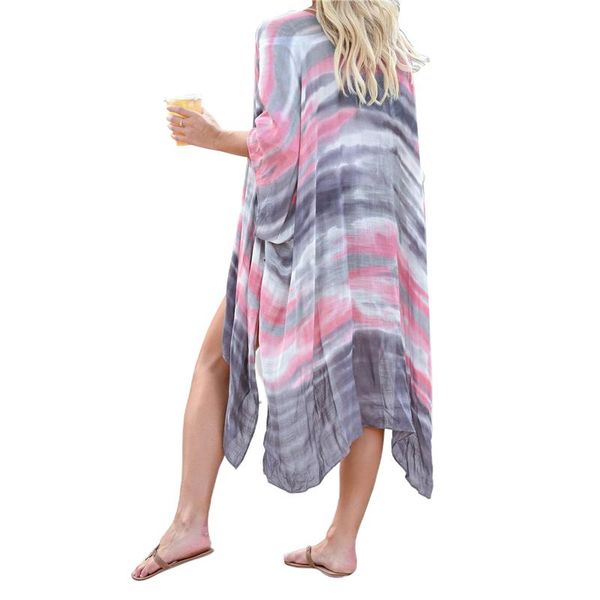 summer women bikini cover up chiffon dress striped splicing half sleeve long cardigan holiday vacation ropa de playa women's swimwear, White;black 
summer women bikini cover up chiffon dress striped splicing half sleeve long cardigan holiday vacation ropa de playa women's swimwear, White;black
