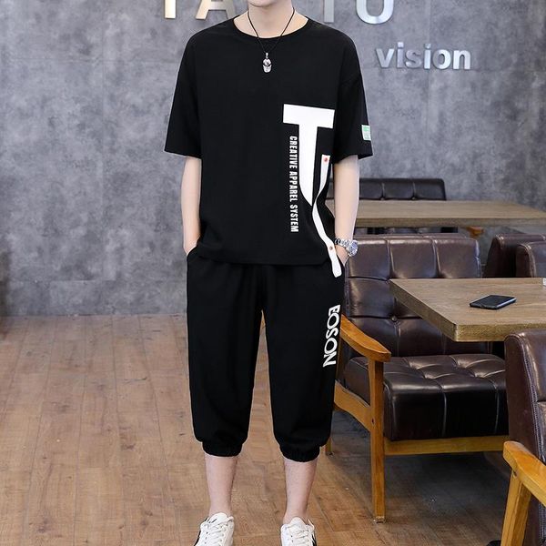 men's tracksuits summer casual t-shirt and pants sports suit clothes korean loose o-neck short sleeve capris two piece set tracksuit, Gray
men's tracksuits summer casual t-shirt and pants sports suit clothes korean loose o-neck short sleeve capris two piece set tracksuit, Gray
