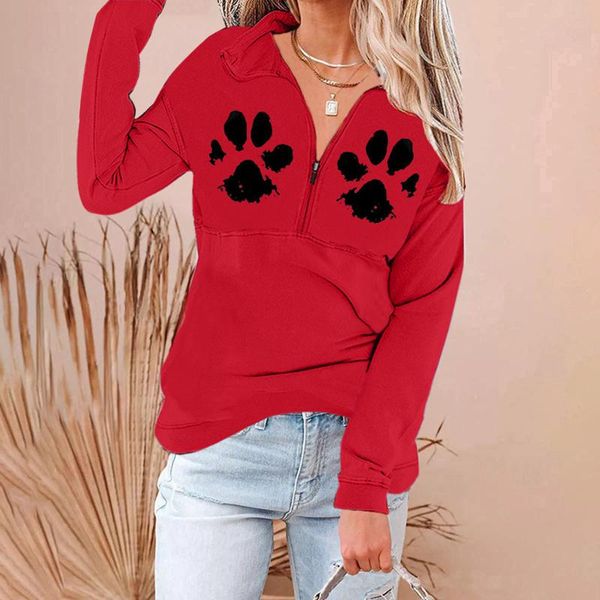 women's hoodies & sweatshirts women sweatshirt dog paws printed long sleeve zipper turn-down collar pullover elegant plus size, Black
women's hoodies & sweatshirts women sweatshirt dog paws printed long sleeve zipper turn-down collar pullover elegant plus size, Black