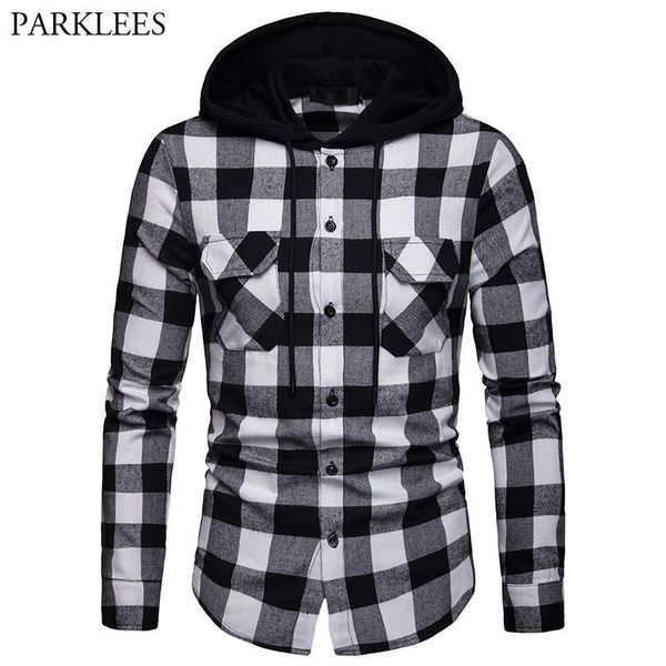 plaid hooded shirt men 2021 spring black checkered mens pocket long sleeve shirts casual streetwear chemise homme xxl men's, White;black
plaid hooded shirt men 2021 spring black checkered mens pocket long sleeve shirts casual streetwear chemise homme xxl men's, White;black