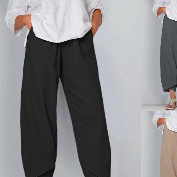 solid color pocket irregular hem womens pants loose cropped cotton linen trousers with pockets style, Black;white
solid color pocket irregular hem womens pants loose cropped cotton linen trousers with pockets style, Black;white