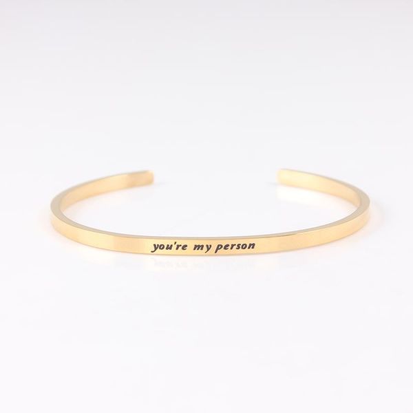 bangle you're my person gold color 316l stainless steel bar positive inspirational quote cuff mantra bracelets for women, Black
bangle you're my person gold color 316l stainless steel bar positive inspirational quote cuff mantra bracelets for women, Black