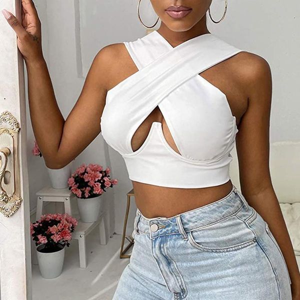 women's tanks & camis fashion crisscross cut out vest crop halter wrap 2021 none sleeve tank solid color cami skinny, White
women's tanks & camis fashion crisscross cut out vest crop halter wrap 2021 none sleeve tank solid color cami skinny, White