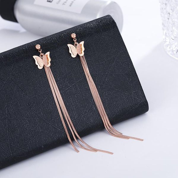 dangle & chandelier fashion tassel earrings for women titanium steel frosted butterfly long snake chain rose gold jewelry gift, Silver
dangle & chandelier fashion tassel earrings for women titanium steel frosted butterfly long snake chain rose gold jewelry gift, Silver