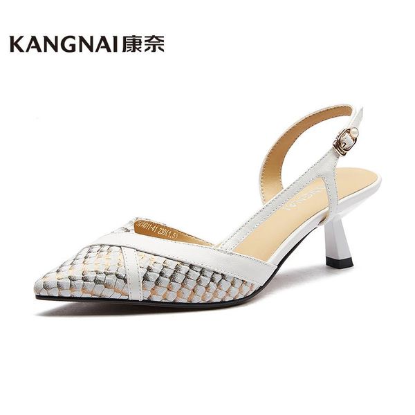 sandals women pointed toe middle kitten heels genuine leather slingback ladies modern shoes dress, Black
sandals women pointed toe middle kitten heels genuine leather slingback ladies modern shoes dress, Black
