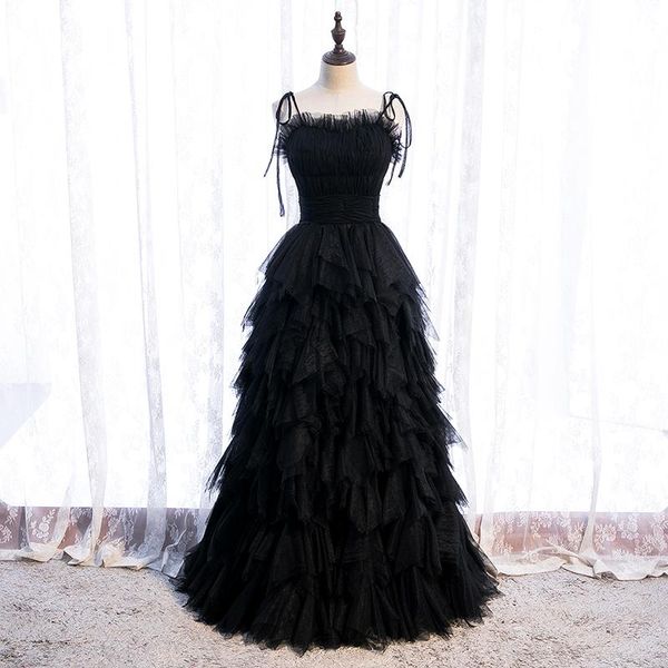 party dresses black strapless evening dress spaghetti strap a-line floor-length tiered simple zipper back formal gown woman b248, White;black
party dresses black strapless evening dress spaghetti strap a-line floor-length tiered simple zipper back formal gown woman b248, White;black