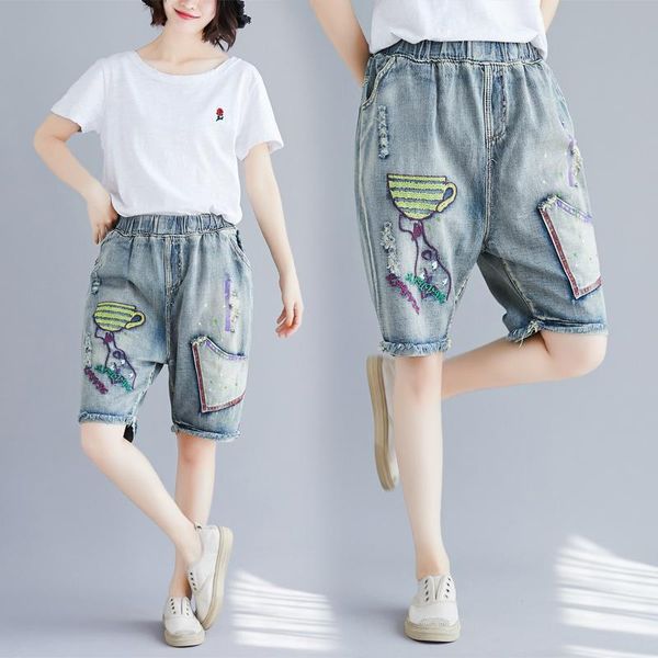 women's jeans fashion half pants for women denim elastic waist casual summer embroidery cartoon knee length fat mm plus size 6xl 5xl, Blue
women's jeans fashion half pants for women denim elastic waist casual summer embroidery cartoon knee length fat mm plus size 6xl 5xl, Blue