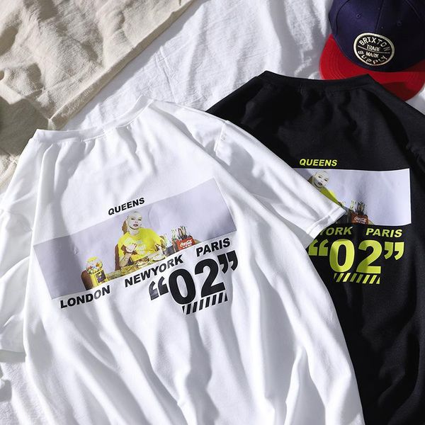 men's t-shirts fashion loose short sleeve harajuku ulzzang couple hong kong style casual t-shirt, White;black 
men's t-shirts fashion loose short sleeve harajuku ulzzang couple hong kong style casual t-shirt, White;black